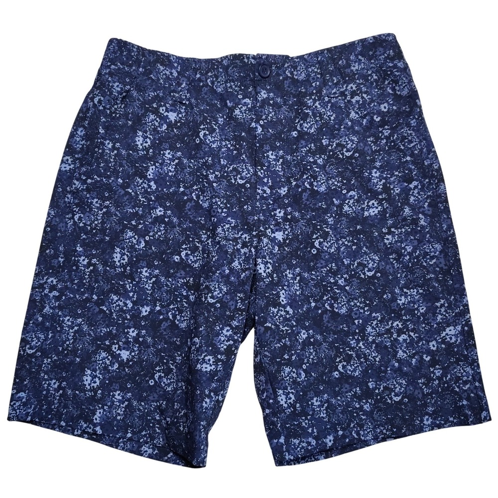 Under Armour Drive Shorts Mens 32 Blue Golf Floral Print Stretch Performance 9"